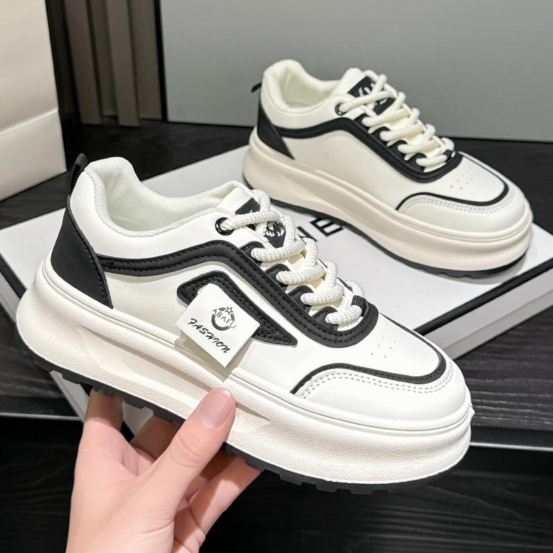 Spring and Autumn new sports and leisure ins platform leather single shoes board shoes