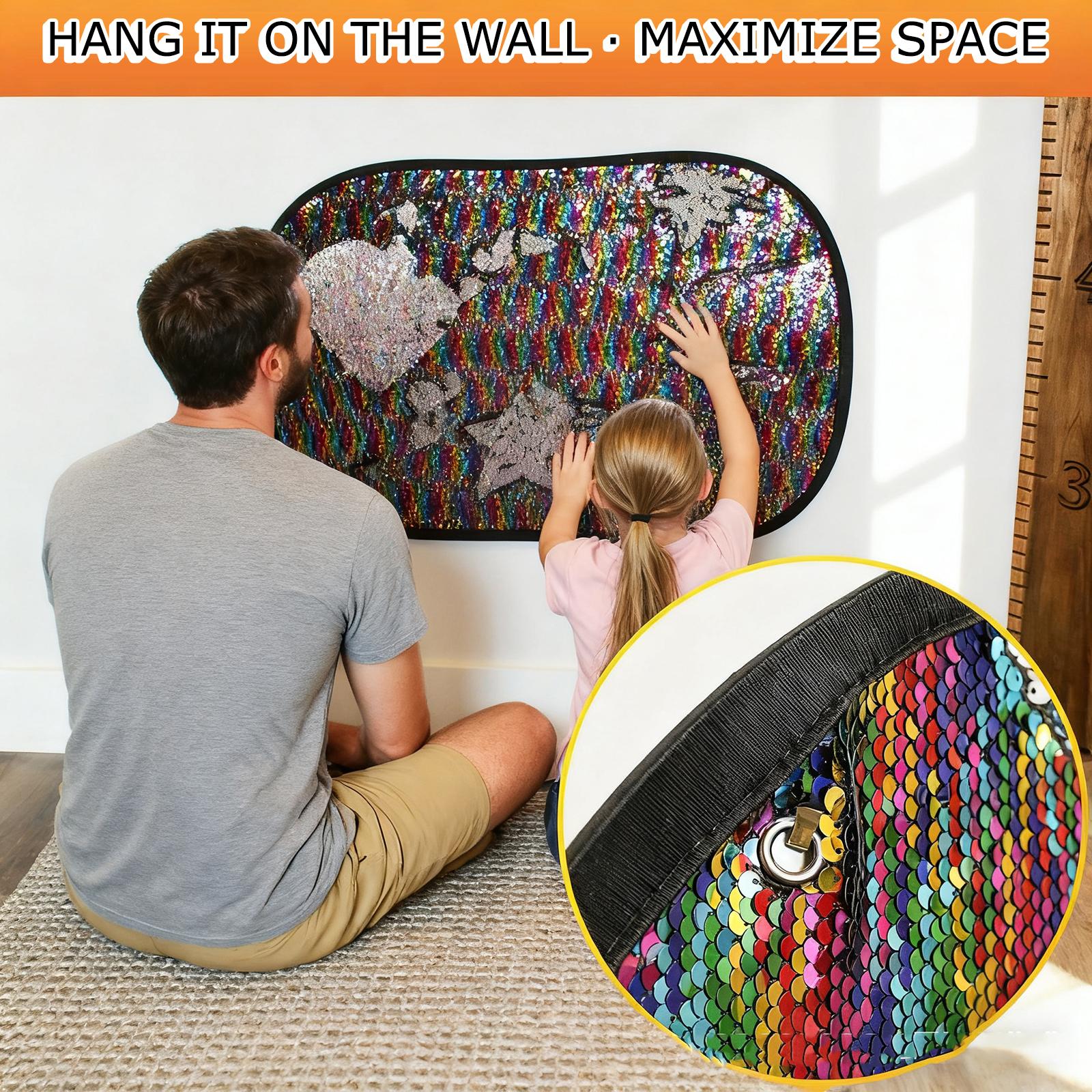 

Семейная интерактивная игра - Съемная игрушка-стена с пайетками (с шаблонами формы и дорожным чехлом), Большой размер (40 X 27 дюймов) One Size