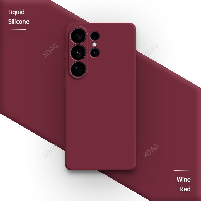 

Liquid Silicone Phone Case for Samsung Galaxy S26 Ultra S26+ S26Ultra 5G Soft Square Solid Color Camera Protection Couples Cover Galaxy S26+ вина червоного кольору
