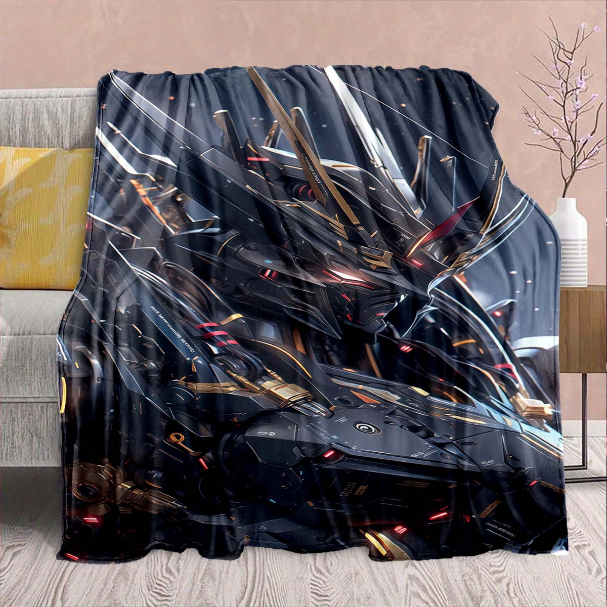 

Gundam Anime Flannel Blanket - Soft Warm Perfect for Sofa, Bedding Camping Travel Office Home Decor 75x90cm