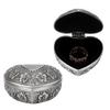 Vintage Jewelry Box Metal Heart Shape Carved Flower Antique Necklace Earring Storage Organizer