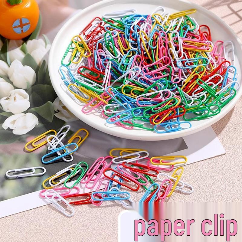 Colorful Plastic-Coated Paper Clips - Nickel-Plated Student Supplies, Bent Clips for Documents and Bookmarks 28mm Bulk