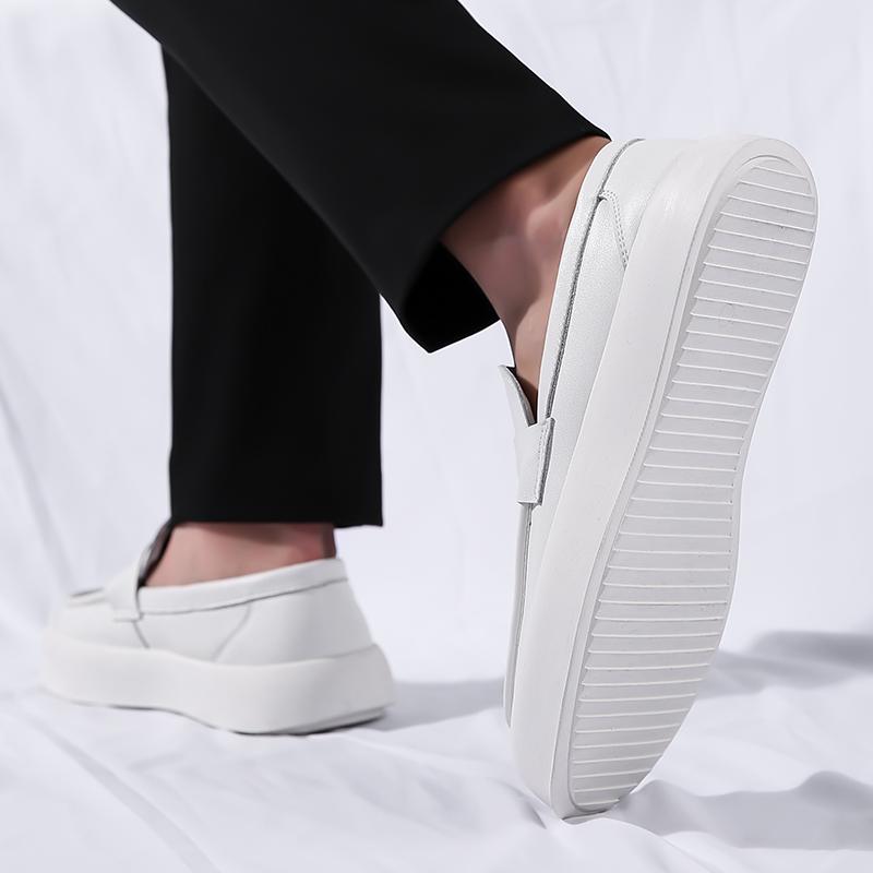 Fashion 2025 Men's Eco-Friendly Leather Casual Shoes New Fashion Streetwear Sneakers Non-Slip Sole & Memory Foam Insole for Daily Wear