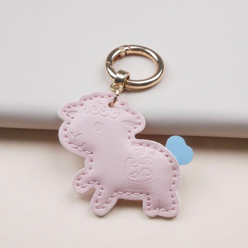 Piele PU 2027 Anul Oii Formă Pandantiv Adorabil Design Colorat Coadă de Inimă Pentru Decor Geantă Accesorii Chei Cadou