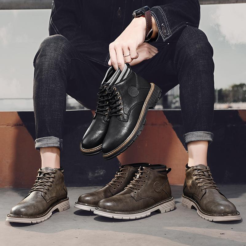 Autumn Men Boots Non Slip Comfortable Outdoor Shoes Plus Size Men'S Shoes Casual Leather Basic Footwear Brand Fashion Sneakers