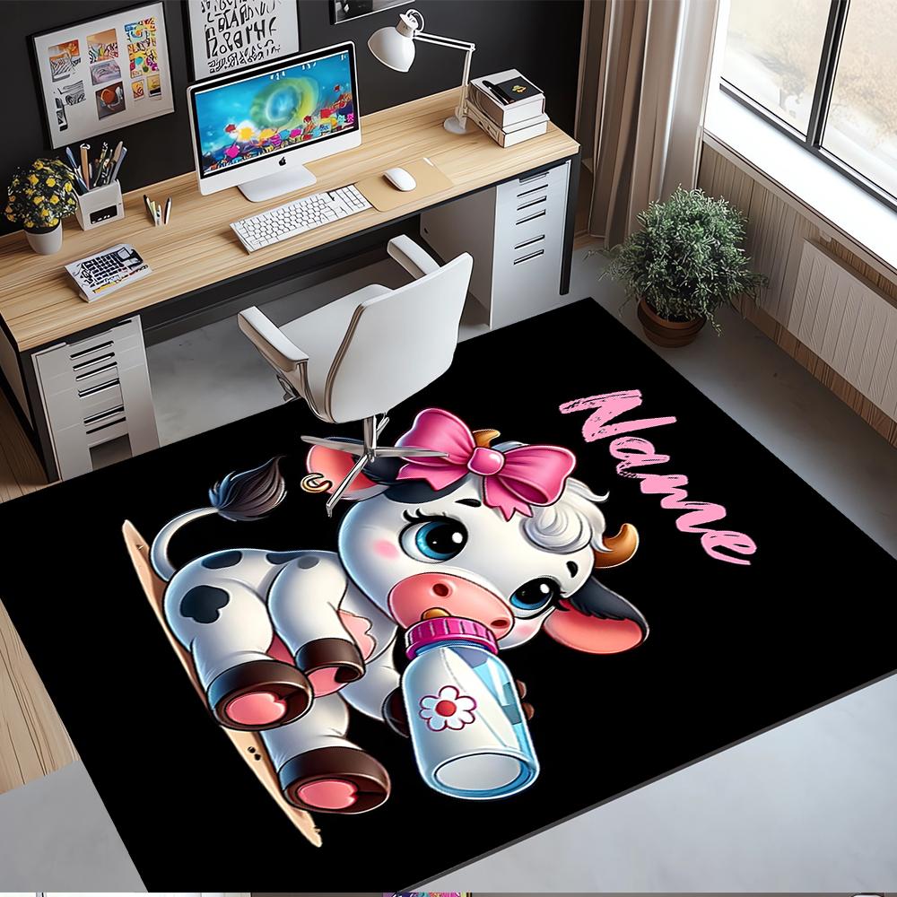 Tappeto Personalizzato con Stampa Mucca, Tappeto per Sedia da Ufficio Soggiorno Camera da Letto Cucina Decorazioni Regali.