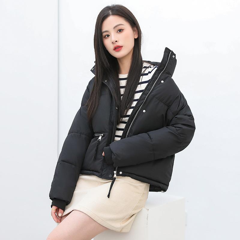 

Зимняя новая короткая пуховая хлопковая куртка женская со стойкой воротником, хлопковая одежда свободного кроя, стеганая одежда-хлеб. 2XL