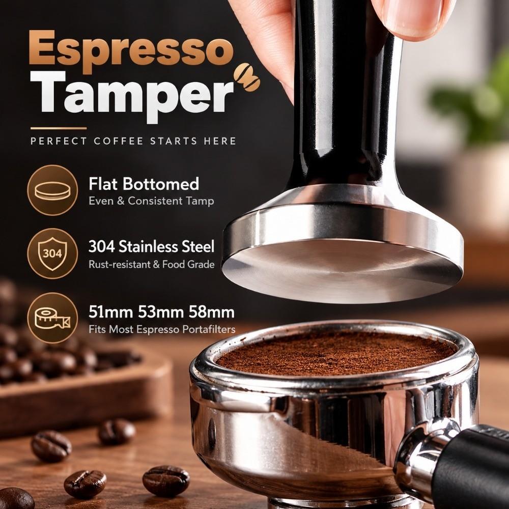 Flat Bottomed Coffee Tamper 51/53/58mm Constant Pressure Tamper Espresso Tamper Home Coffee Making