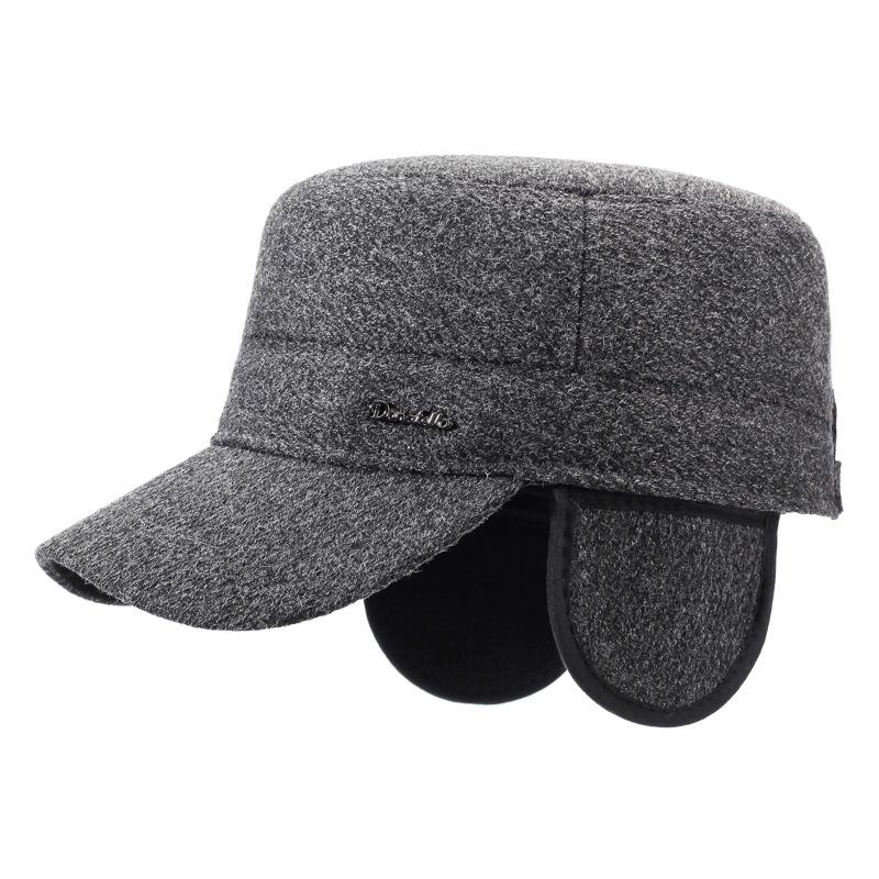 Middle-Aged and Elderly Cap Men's Winter Flat Cap Ear Protection Cap Autumn Winter Thick Warm Grandpa Cotton Cap