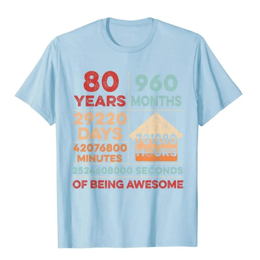 Regali Vintage per l'80° Compleanno 80 Anni 960 Mesi T-Shirt Camicia Cotone Uomo Magliette Uniche All'Ingrosso
