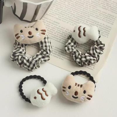 Cartoon Cat Fish Doll Plaid Hairband & Hairpin Set for Autumn/Winter
