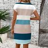 Women's Fashion Casual Contrast Color Round Neck Milk Silk Pullover Dress