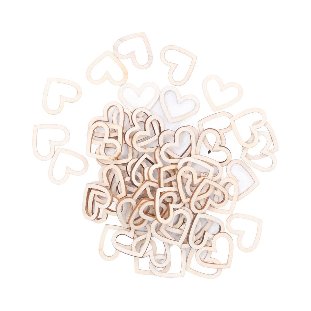 200pcs Heart Embellishments Delicate Hollow Heart Shape Wooden Ornament For Scrapbook Listing DIY Hand Made Crafts