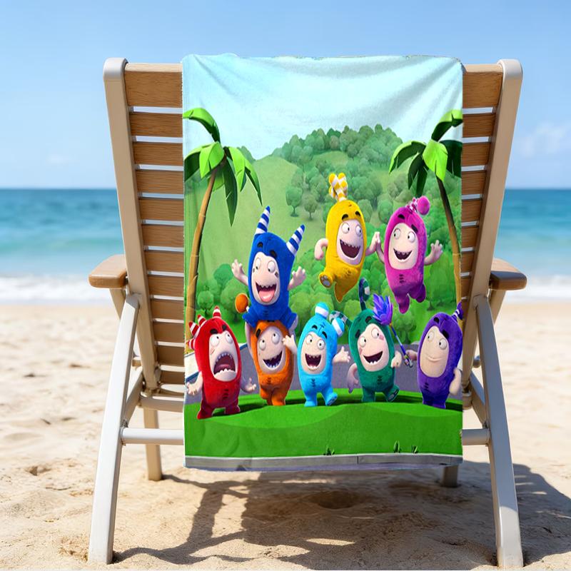 proof beach towel with a Oddbods pattern - soft,absorbent,quick-drying,machine washable - perfect for swimming,camping,bathing