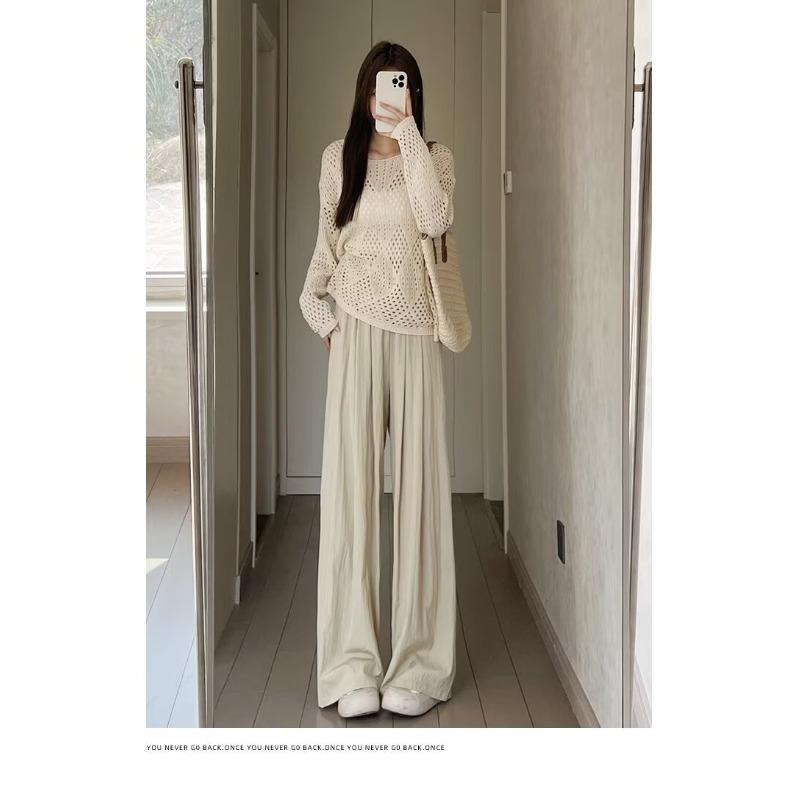 Summer New Lazy Drape Pleated Casual Design Straight Pants