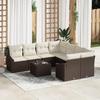VidaXL 9-piece Garden Dining Set with Brown Poly Rattan Cushions 3355327
