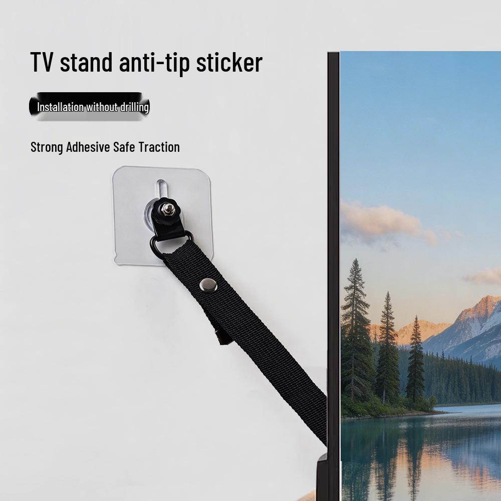 Adjustable No-Drill TV Safety Strap - Anti-Tip, Shockproof, Anti-Tilt for Cabinets and Desks