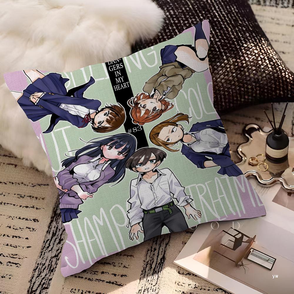 

Anime The Dangers in My Heart Pillow Case Cushion Cover Car Throw Pillow Case For Sofa Car Christmas Gift 40x40cm 45x45cm 30x30 cm