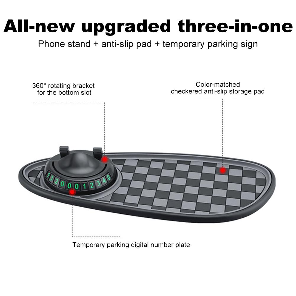Multifunktionale Auto Anti-Rutsch-Matte mit Parknummer Auto Armaturenbrettmatte 360° Drehbarer Universeller Telefonhalter