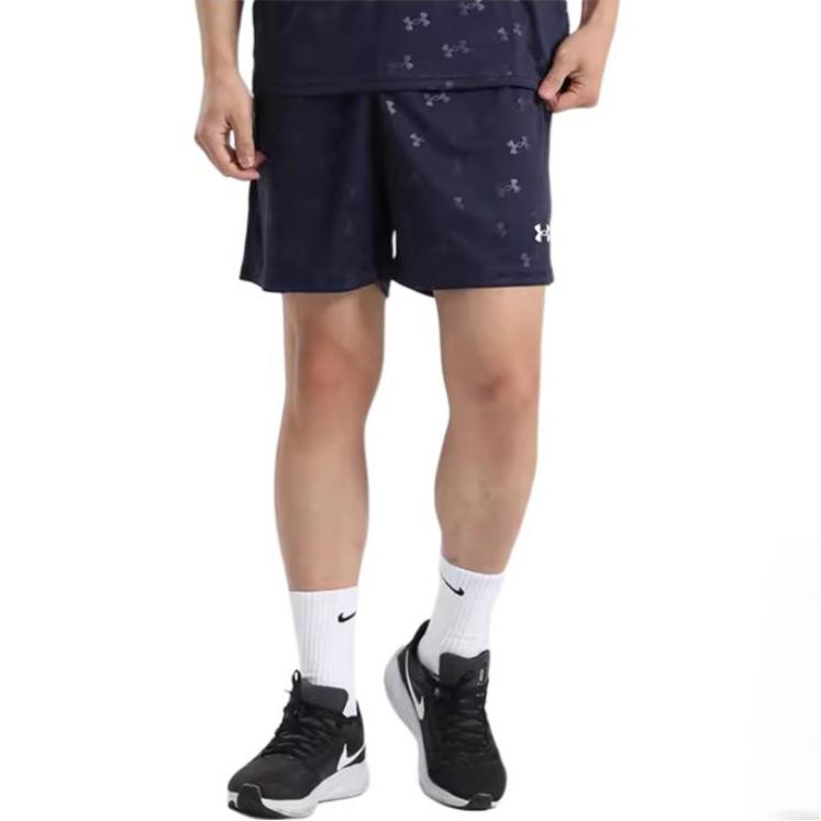 Under Armour Quick-Drying Breathable Running Training Printed Knit Shorts Unisex Shorts Dark-Blue 21500231-409