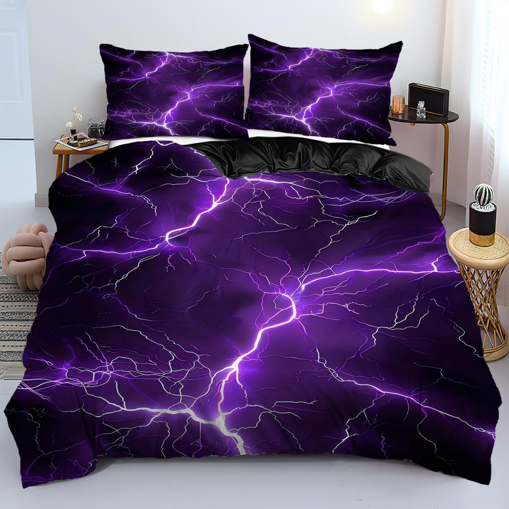 Lightning Pattern 3D Print Quilt Cover Fashion Mysterious Cool Sky Natural Bedding Cover Polyester Comfortable Duvet Cover Set