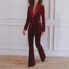 Autumn Winter 2025 Velvet Korean Suit Set - Women's Long Sleeve Commuting Party Two-Piece.