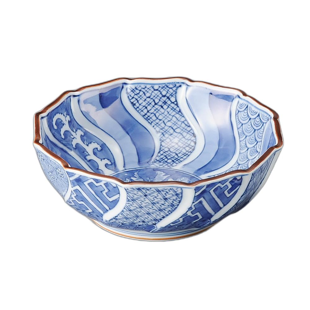 

Blue and white twisted auspicious sashimi bowl Sashimi bowl [15×5.5cm]
