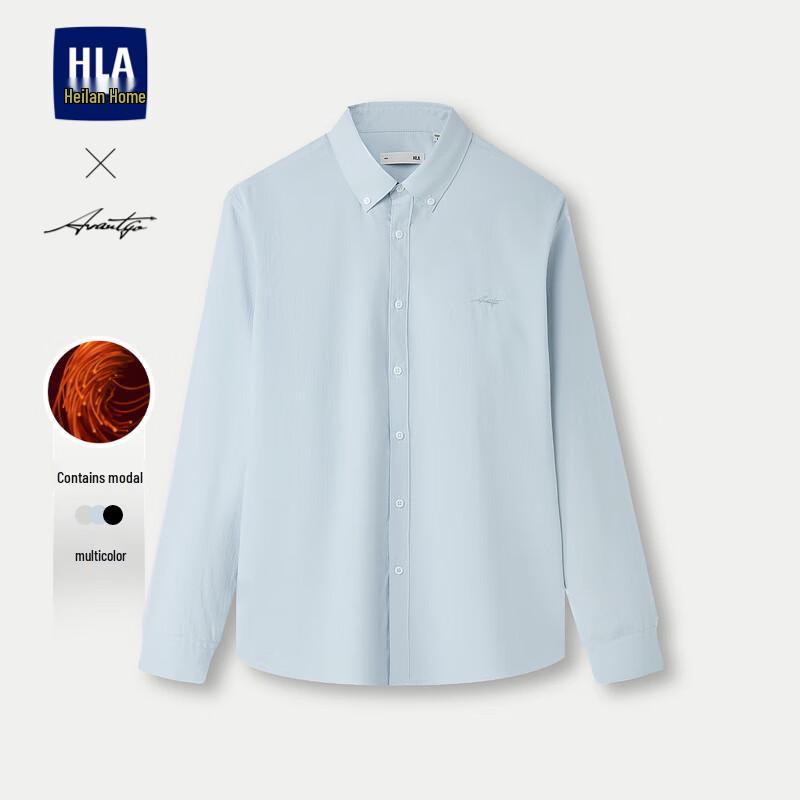 HLA Men s Button-Collar Long-Sleeve Shirt S