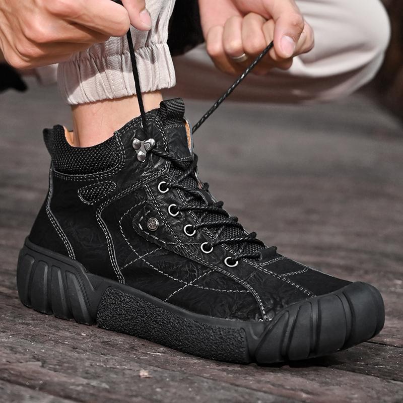 Herren High-Top Echtleder Outdoor Wanderschuhe Freizeitschuhe