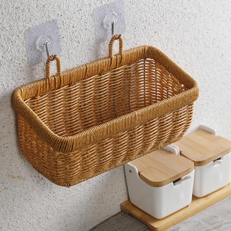 Wall Hanging Basket, Boho Style Hand-Woven Hanging Storage Baskets Ideal for Boho Room Decor, Kitchen, Garden, and Living Room