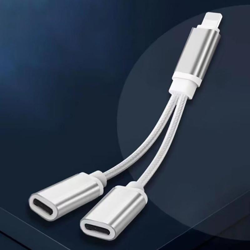 Audio Cable Charging 2 In 1 For Iphone14 13 12 11 Pro Max X 8 Accesorios Charging Cable Headphone Audio Aux Adapter Charger