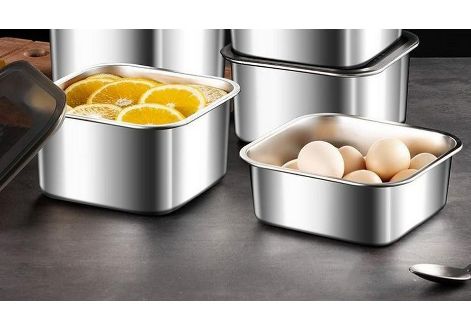 Edelstahl Lebensmittelqualität Bento-Box mit Deckel - Quadratischer, versiegelbarer Aufbewahrungsbehälter
