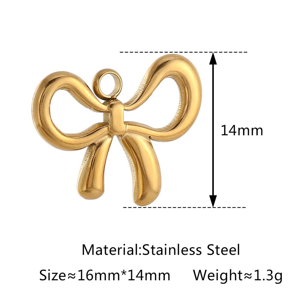 3Pcs Bowknot/Angel/Four Leaf Clover/Flower Charm Stainless Steel Pendant DIY Handmade Craft Necklace Bracelet Jewelry Making