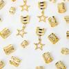 36/41 Stück Goldene Metall-Haarzopf-Accessoires Hohlstern-Anhänger Verstellbare Ringe Für Festivals Partys Tägliche Frisur Dekoration