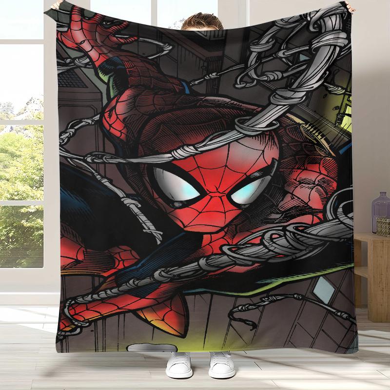 Marvel Avengers Spider Man Cartoon Flannel Blanket,Ultra Soft Warm Plush Throw for Home Bedroom Bed Sofa Cover Office Picnic