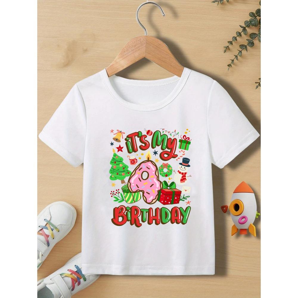 It'S My 2nd Birthday Christmas Snowman, Christmas Print Birthday Numbers 1-9 Years Old Merry Xmas T-Shirt Boys Cute Toddler