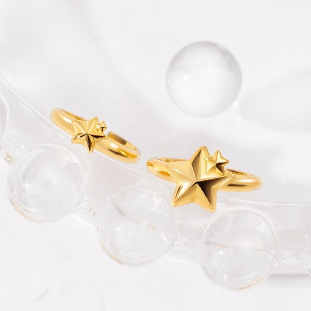 Porti 24k Gold Double Star Stone Ring 1.875g