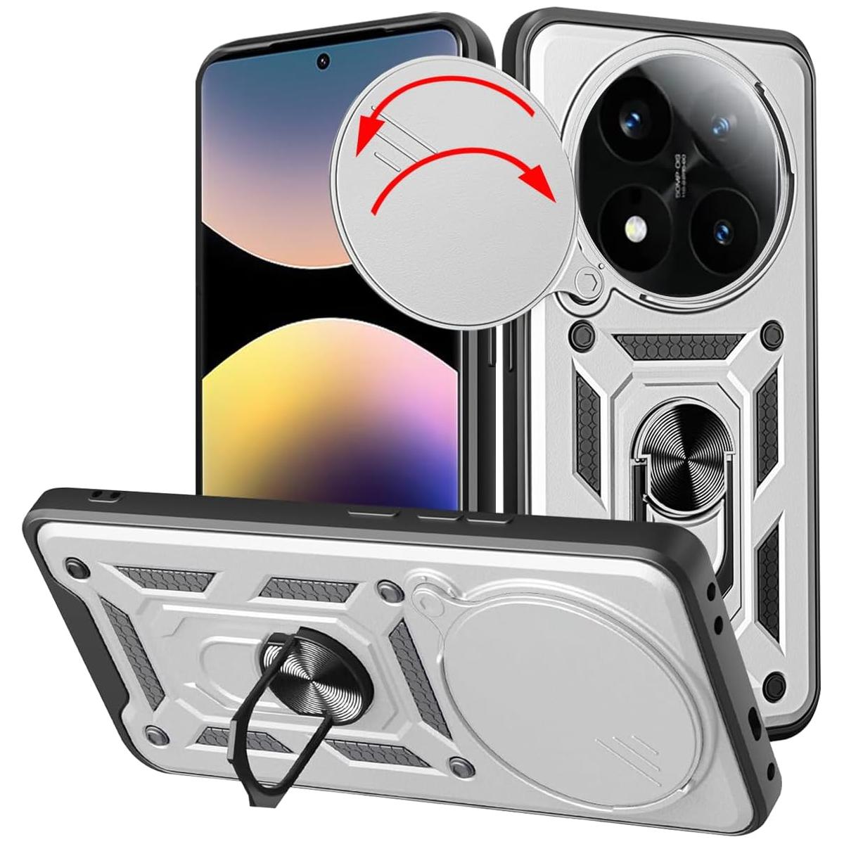 

Военный бронированный чехол для Xiaomi Redmi Note 14 Pro 5G 14 Pro+ Plus крышка с кольцом-подставкой держателем Coque Fundas Redmi Note 14 Pro 4G серебряный