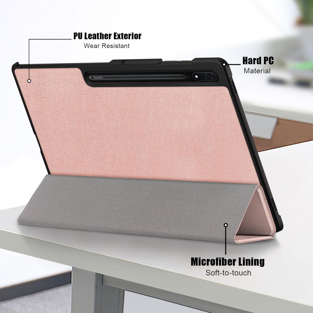 Mágneses TPU bőr toll foglalatú táblagépborító Samsung Galaxy Tab S9 Ultra 14,6 hüvelykes forgó, kihajtható állvány, három összecsukható, vékony, könnyű