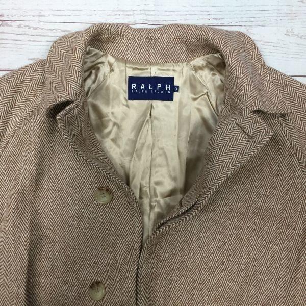 Ralph Lauren Tweed Woll-Trenchcoat/Oberbekleidung/Damen M/Beige/(GEBRAUCHT)
