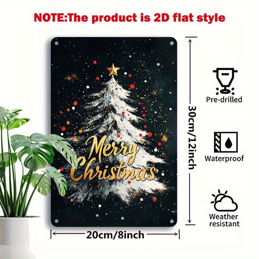 

Vintage Merry Christmas Aluminum Sign 12x8 Inch - Gold Letter Red Decor Snowflake Wall Art for Room Bar Cafe Garage Reusable Hol 20x30cm（7.8x11.8inch）