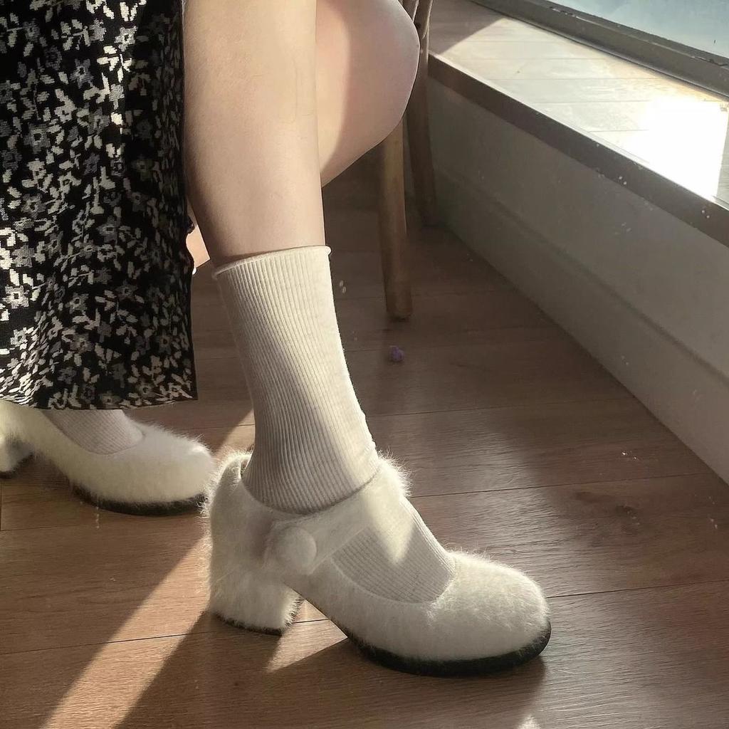 Mao Mao shoes women's winter wear 2025 autumn new versatile Korean version thick heel single shoes women Lolita high heels women