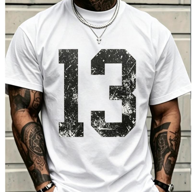 T-shirt Stampata Numero 13 Retrò Girocollo Comoda Da Indossare In Tutte Le Stagioni Adatta Per Feste Informali Quotidiano Unisex Top da Collezione