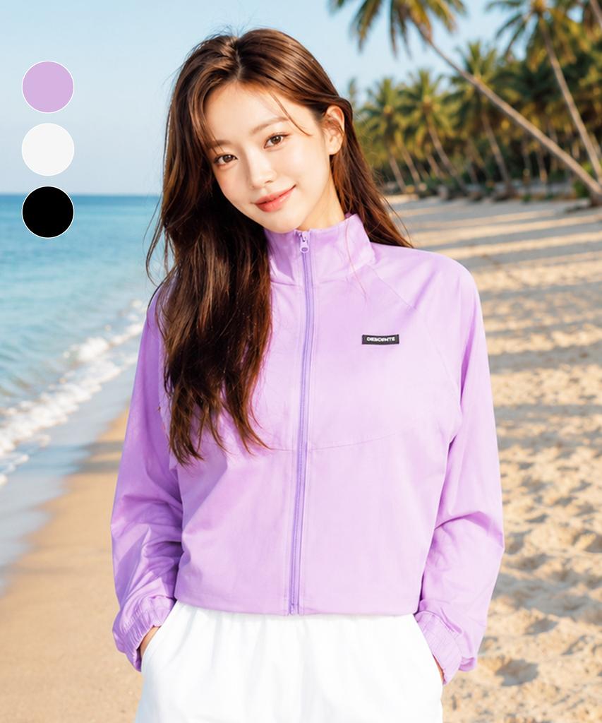 Helingbon Women'S Zip-Up Rash Guard Loose Fit Crop Beachwear Top (3 Colors) / Ri382W