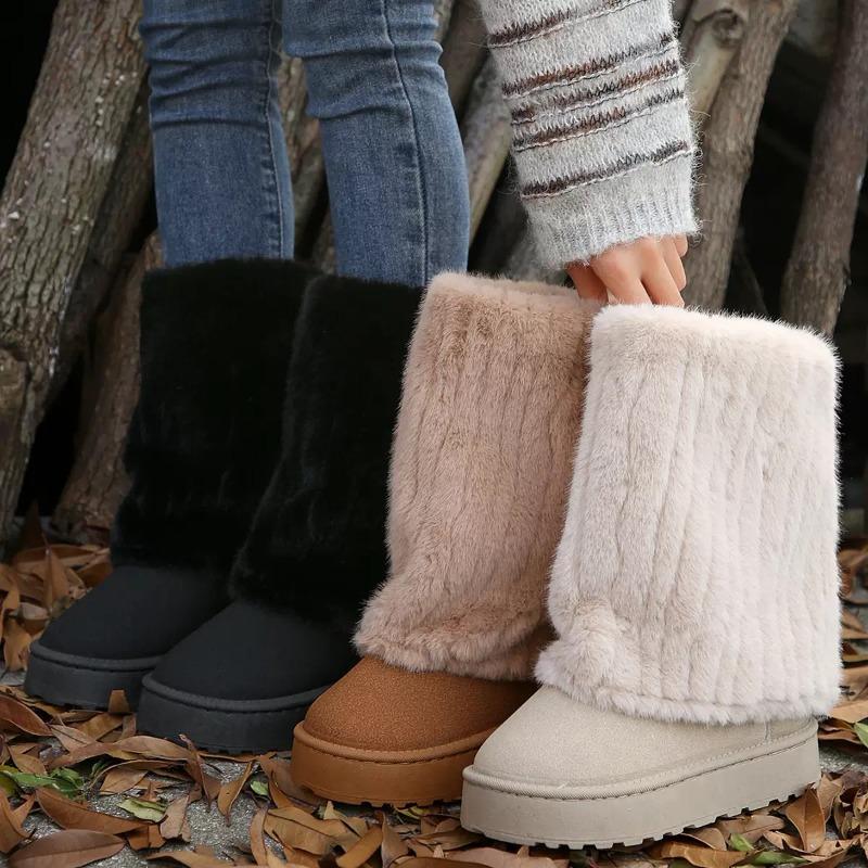 Winter Women Boots New Mid-calf Cotton Boot Non Slip Platform Boot Trouser Boots Plush Warm Women Snow Boot Botas Invierno Mujer
