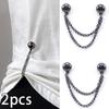2Pcs Multi-Function Magnetic Clothing Clip With Chain Metal Buttons Clip Clothes Scarf Trouser Legs Cuff Fixing Magnet Pin