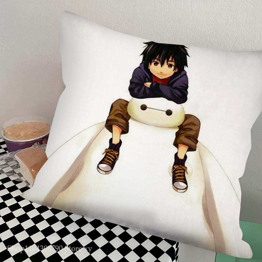 B-Baymax Animated Character Pillow Case Square Pillow Bedroom Sofa Leisure Comfort Cushion Car Living Room Home Decoration