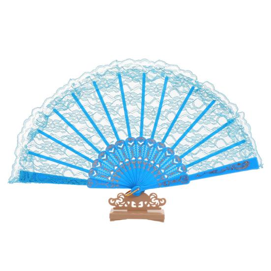 

Retro Floral Lace Folding Fan Wedding Party Bride Hand Held Fan Portable Summer Fan Decoration Dance Performance Props Party Accessories синий