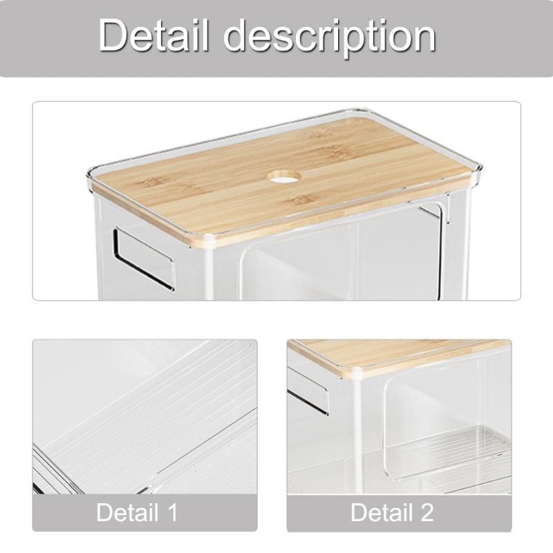 Clear Plastic Waste Bag Dispenser Organizers Featuring User Friendly Bamboos Cover And Spacious Design