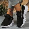 Mesh White Running Sneakers, Breathable Women's Thick-soled Fashionable Lace-up Casual Shoes